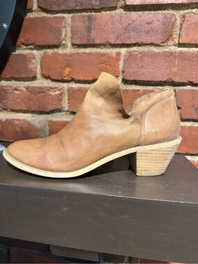 Kelsi Dagger Tan Leather Cutout Ankle Booties